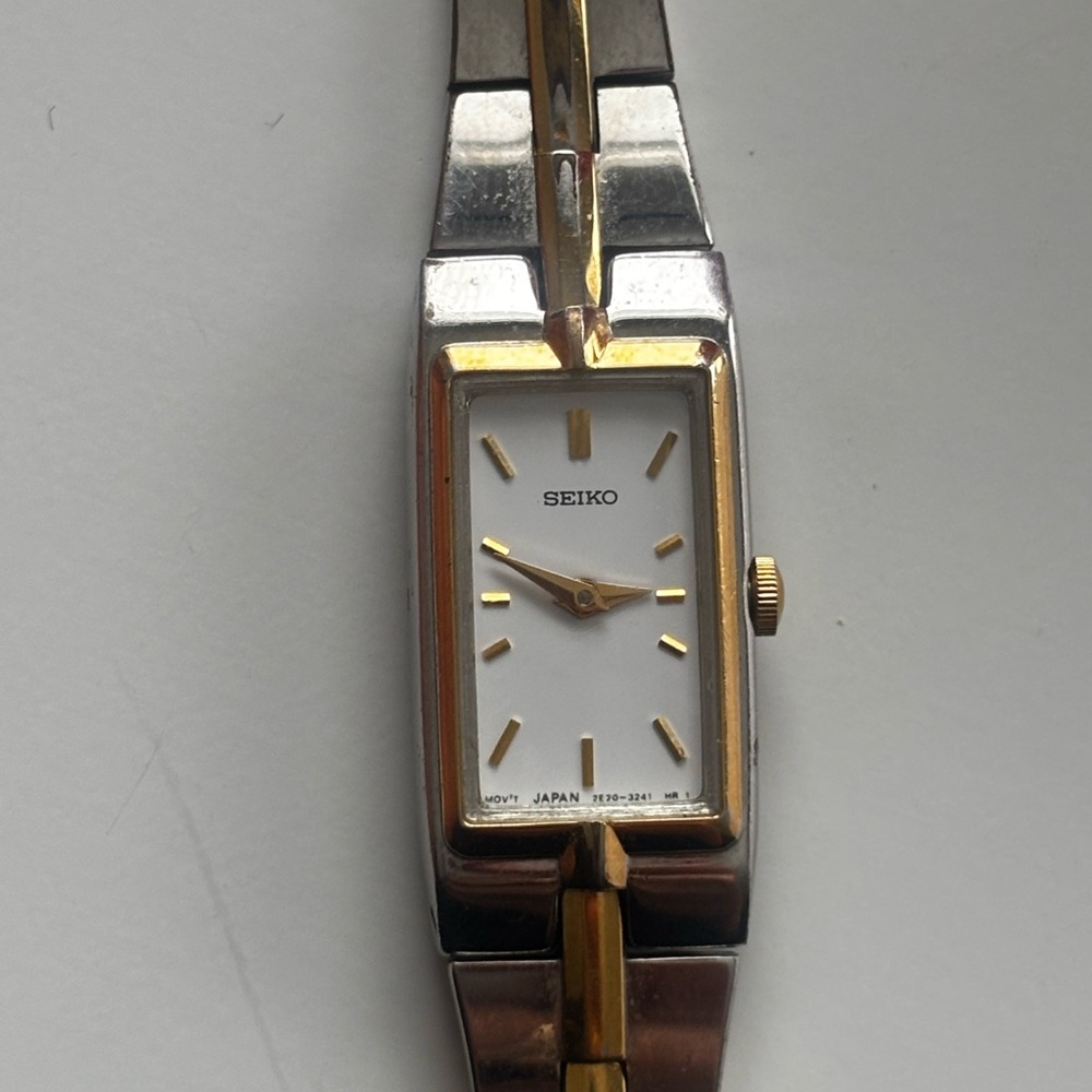 Seiko Silver and Gold Rectangular Watch